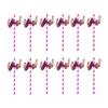 CALANDIS 12 Pieces Party Paper Straws Rainbow Stripe Paper Drinking Straw Rose Pink view 2