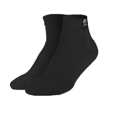 KUE Graduated Compression Athletic Sports Socks |Unisex Everday Ankle Length | OdourFree & Breathable| Anti-bacterial - Black - S/M