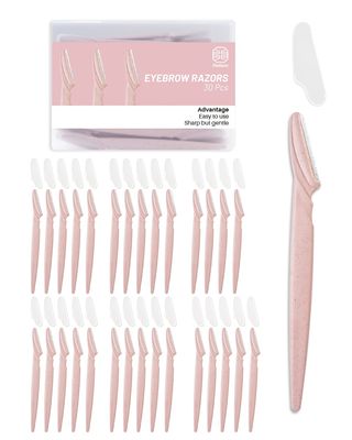 Eyebrow Razor for Women, 30 Pcs Dermaplane Razor for Women Face, Multipurpose Face Wheat Pink Razors for Women and Men by MoHern