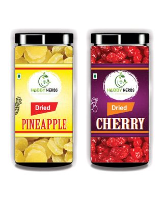 Hobby Herbs Combo of Dried Pineapple & Cherry 400gm (2 x 200 gm) For Ice cream, Shakes