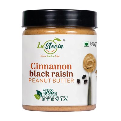 LaStevia Cinnamon Black Raisin Peanut Butter Creamy 500g, Zero Sugar, Sweetened with Stevia.