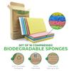 AIRNEX Biodegradable Cellulose Compressed Sponges - Pack of 16 Compostable Kitchen Pop Up Bulk - Non Scratch Multicolor Natural Dish Sponges - Heavy Duty Multipurpose Eco Friendly view 3