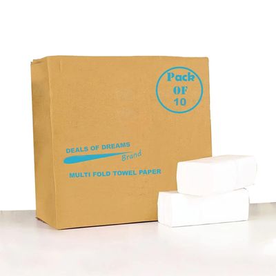 Deals of Dreams | M Fold Tissue Paper | High Absorbent | Large Size Tissue | White Folded Towel Sheets 22.3 X 20.4 cm (Pack Of 10)