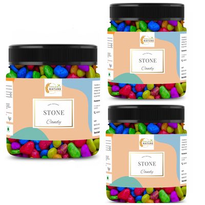 Organic Nature A Grade Rock Candy - Stone Candy - Milk Stone Chocolate - Rock Shape Chocolate Stone Candy 400 gram(Jar Pack) (1200 Grams (Pack of 3 of 400 Grams))