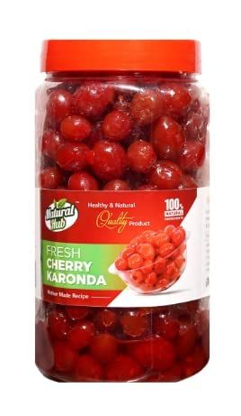 Natural Hub Presents Fresh Cherry Karonda Mothermade Recepi| Healthy and Natural - Fresh Glazed Candied Cherry Fruit (900grm)