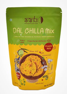 Avantii Mixed Dal Chilla/Protein Dosa Mix Moong, lentil, Black Gram Dal, Protein rich, Formulated by a Nutritionist Instant Breakfast and Snacks 500g
