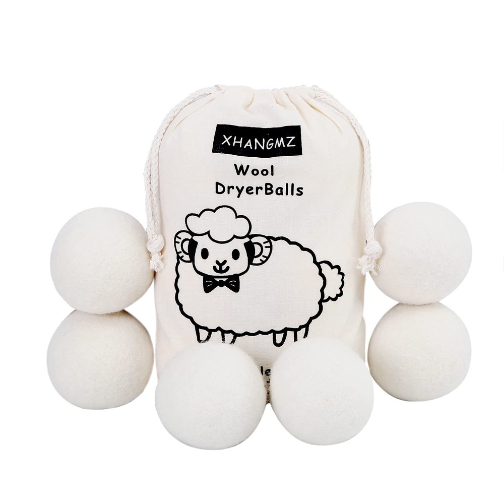 Wool Dryer Balls 6 Pack XL Laundry Balls,New Zealand Wool Natural Organic Fabric,Baby Safe Without Chemical Additives,Clothing Anti Winding,Remove Static Electricity,Reduce Folds,Shorten Dryer Time