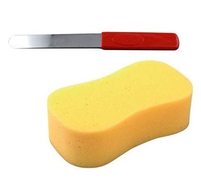 PMPEARL Metal Wax Spatula Plastic Finish Handle with Sponge (Multicolour)