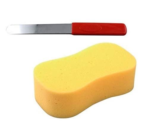 PMPEARL Metal Wax Spatula Plastic Finish Handle with Sponge (Multicolour)