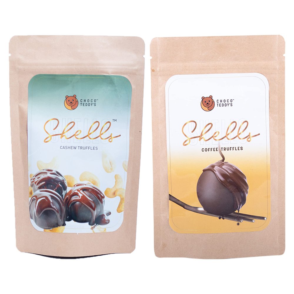 Choco Teddy's Shells Chocolate Truffles (12 Truffles) Pack of 2-204 g (Cashew-Coffee)