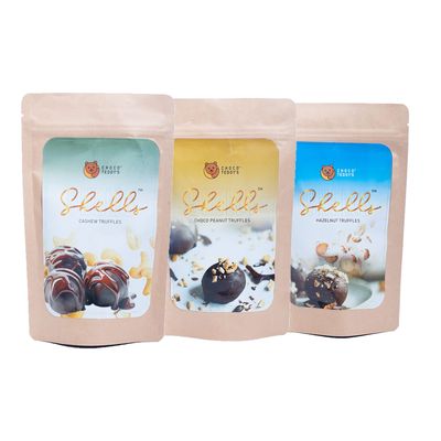 Choco Teddy's Shells Chocolate Truffles (18 Truffles) Pack of 3-306 g (Cashew-Choco Peanut-Hazelnut)