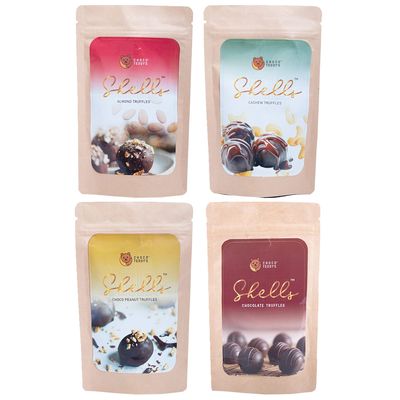 Choco Teddy's Shells Chocolate Truffles (24 Truffles) Pack of 4-408 g (Almond-Cashew-Choco Peanut-Chocolate)
