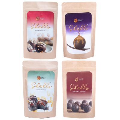 Choco Teddy's Shells Chocolate Truffles (24 Truffles) Pack of 4-408 g (Almond-Caramel-Cashew-Chocolate)