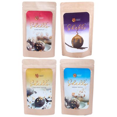 Choco Teddy's Shells Chocolate Truffles (24 Truffles) Pack of 4-408 g (Almond-Caramel-Choco Peanut-Hazelnut)