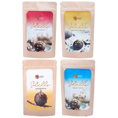 Choco Teddy's Shells Chocolate Truffles (24 Truffles) Pack of 4-408 g (Almond-Choco Peanut-Coffee-Hazelnut)