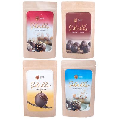 Choco Teddy's Shells Chocolate Truffles (24 Truffles) Pack of 4-408 g (Almond-Chocolate-Coffee-Hazelnut)