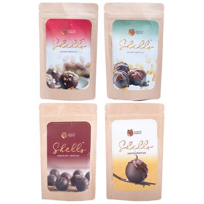Choco Teddy's Shells Chocolate Truffles (24 Truffles) Pack of 4-408 g (Almond-Cashew-Chocolate-Coffee)