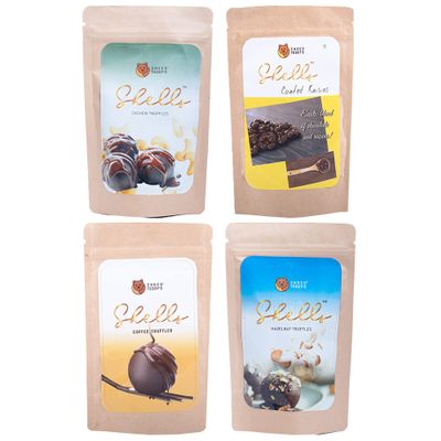 Choco Teddy's Shells Chocolate Truffles (24 Truffles) Pack of 4-408 g (Cashew-Coated Raisins-Coffee-Hazelnut)