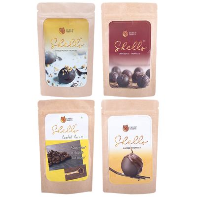 Choco Teddy's Shells Chocolate Truffles (24 Truffles) Pack of 4-408 g (Choco Peanut-Chocolate-Coated Raisins-Coffee)