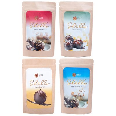 Choco Teddy's Shells Chocolate Truffles (24 Truffles) Pack of 4-408 g (Almond-Cashew-Coffee-Hazelnut)