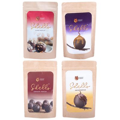 Choco Teddy's Shells Chocolate Truffles (24 Truffles) Pack of 4-408 g (Almond-Caramel-Chocolate-Coffee)