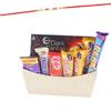 SFU E Com Beautiful Golden Wooden Basket with 6 Pieces Chocolates | Rakhi Chocolate for Brother | Pearl Rakhi with Chocolates | Roli, Chawal, Chandan, Misri | 224 view 1