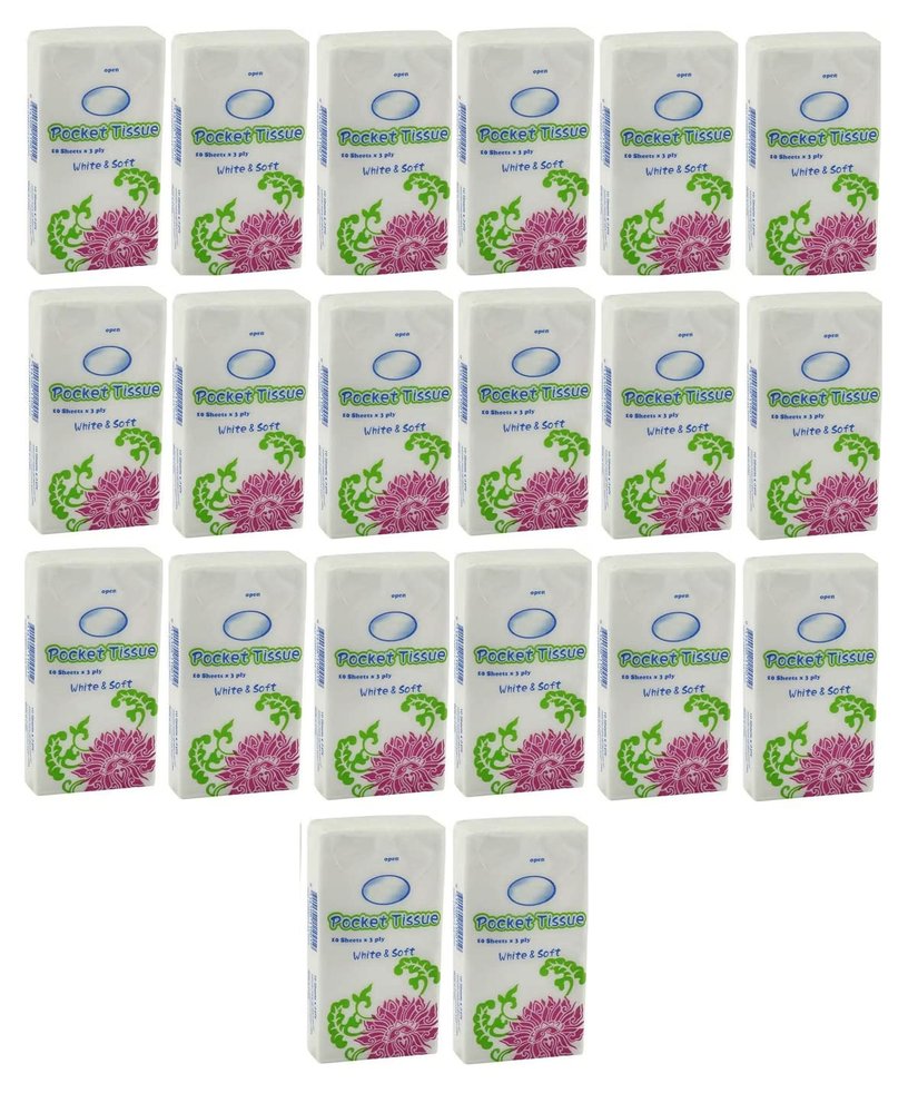 DOMUM Soft Pocket Tissue Packs, Face Tissue, Cotton Tissue, Disposable Tissue Paper Packets For Face, Women, Men, Kids, ETC - 200 Sheets (Pack Of 20).