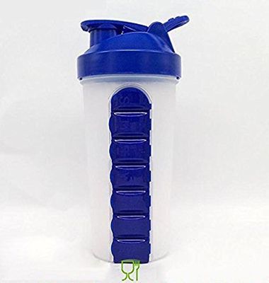 Eco Shopee SHOPPING SIMPLIFIED Pill Box Organizer with Water Bottle Weekly Seven Compartments with Drinking Bottle - (P 600) (Blue)
