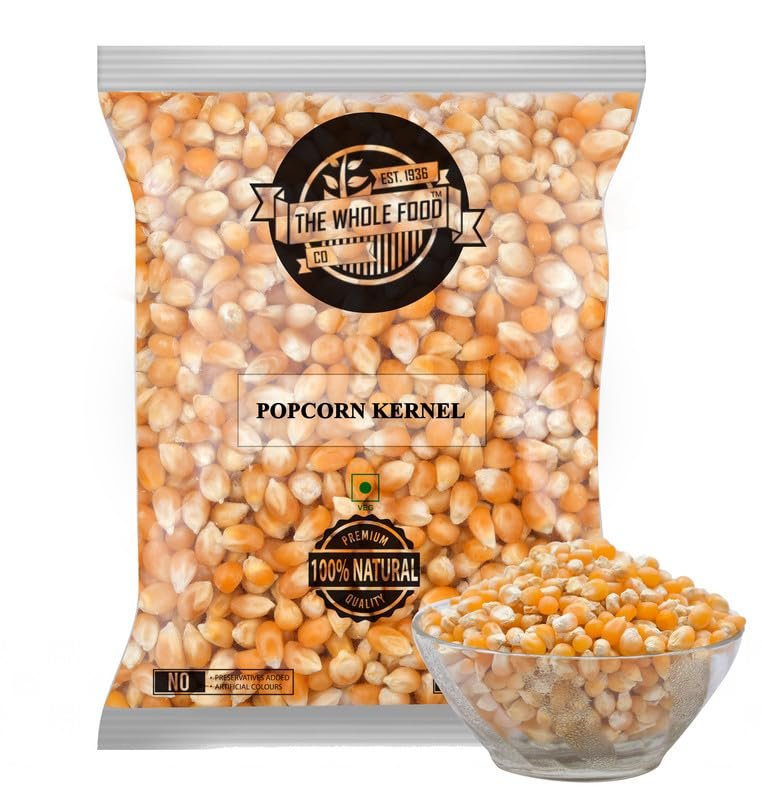 The Whole Food Co. Super Popcorn Kernels, 1kg (Ready to Pop, Makes Delicious and Crunchy pop Corn, Enjoy with Our Range of seasonings, Product of India, Ready to pop Butterfly Popcorn), 1 Kg