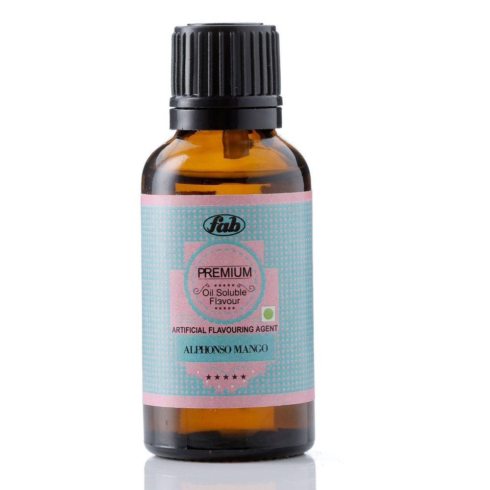 Fab Premium Oil Soluble Alphonso Mango Fruit Flavor Chocolates Indian sweets Ice creams Desserts and Beverages Quantity 30ML
