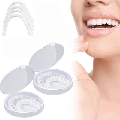 Teeth Brace Cover Instant Smile Teeth Veneers Beautiful Smile Dentures Veneers Fake, Veneers Dentures Socket for Women and Men, Dental Veneers for Temporary Tooth 2pcs Repair