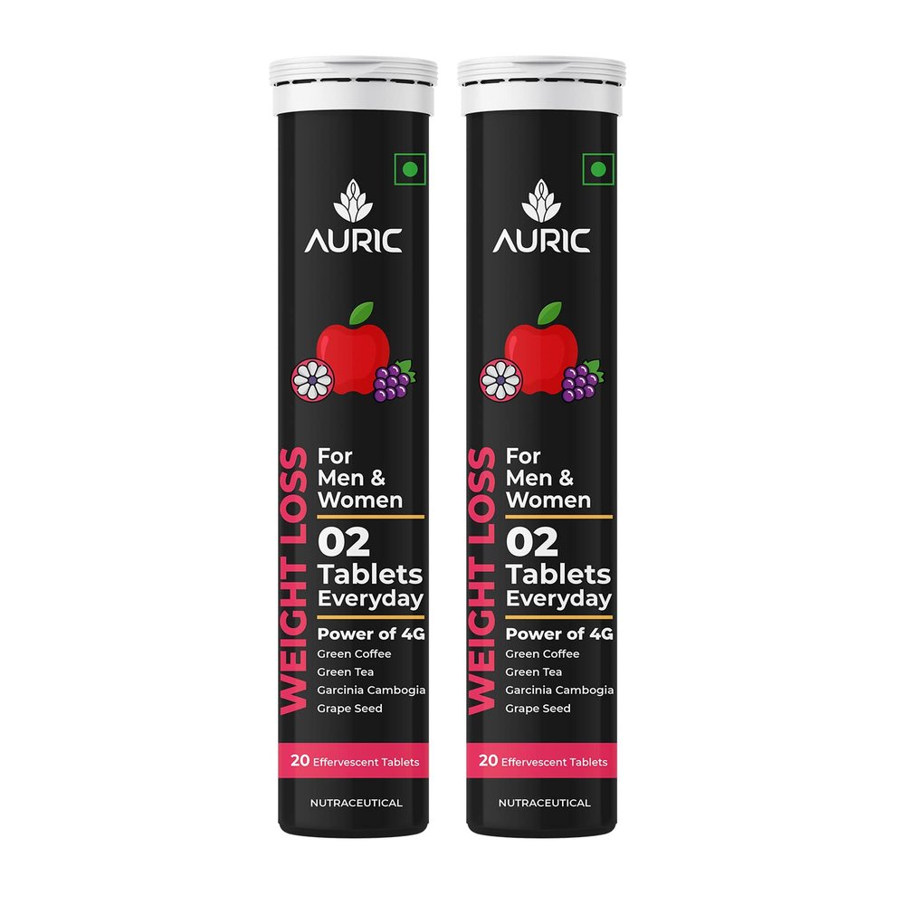 Auric Get Slim Effervescent | 40 Tablets Power of Green Coffee, Green Tea, Grape Seed & Garcinia Cambogia | For Men & Women
