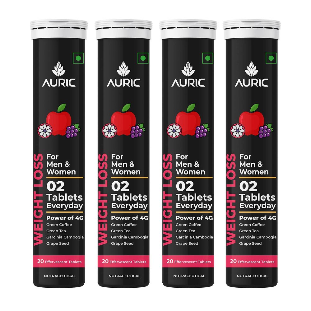 Auric Get Slim Effervescent | 80 Tablets Power of Green Coffee, Green Tea, Grape Seed & Garcinia Cambogia | For Men & Women