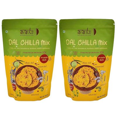 Avantii Mixed Dal Chilla/Protein Dosa Mix Moong, lentil, Black Gram Dal, Protein rich, Formulated by a Nutritionist Instant Breakfast and Snacks 500g x 2 1KG Pack of 2