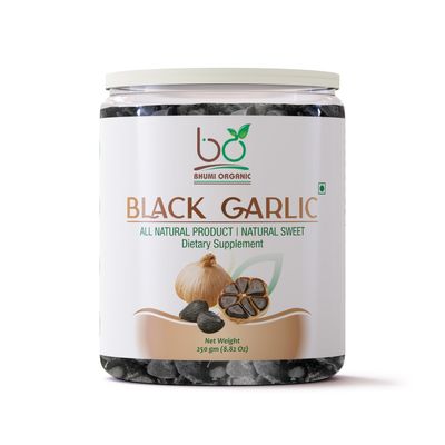 Bhumi Organic Black Garlic - Peeled Cloves, Ready to Eat, Highly Nutritious (250Gm)