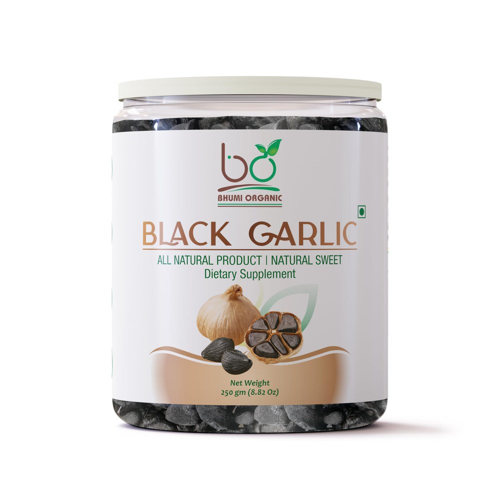 Bhumi Organic Black Garlic - Peeled Cloves, Ready to Eat, Highly Nutritious (250Gm)