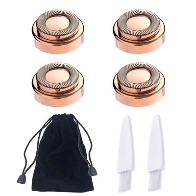 LinMei Facial Hair Remover Replacement Heads for Finishing Touch Flawless Facial Hair Removal Tool for Women (Shaver Head 4PCS + Velvet Bag + 2 Brushes)
