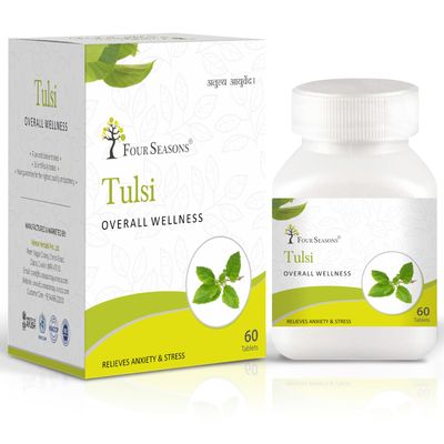 Four Seasons Tulsi Tablets - Each 60 Tablet, Overall Wellness | Respiratory Health | Boosts Immunity - Pack of 4