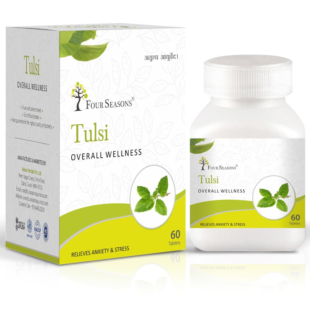 Four Seasons Tulsi Tablets - Each 60 Tablet, Overall Wellness | Respiratory Health | Boosts Immunity - Pack of 4