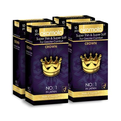 Okamoto Crown Condoms | Best Rated Condom | Ultra Thin Condoms For Male | (4 X 10s) | No 1 Brand in Japan
