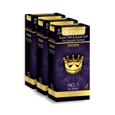 Okamoto Crown Condom | Japans Best Condoms For Men | Ultra Thin Condoms For Male | (Pack Of 3).