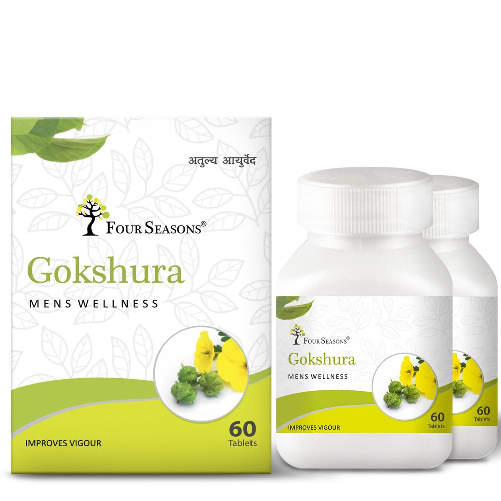 Four Seasons Gokshura Men's Wellness Tablets, 60 Tablets | Natural Ayurvedic Supplement for Daily Wellness | Improves vigour (2)