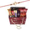 SFU E Com Almond Chocolates with Creamy Coockie Biscuits | Rakhi Chocolate for Brother | Designer Swastik in Om Rakhi with Chocolates | Roli, Chawal, Chandan, Misri | 796 view 1