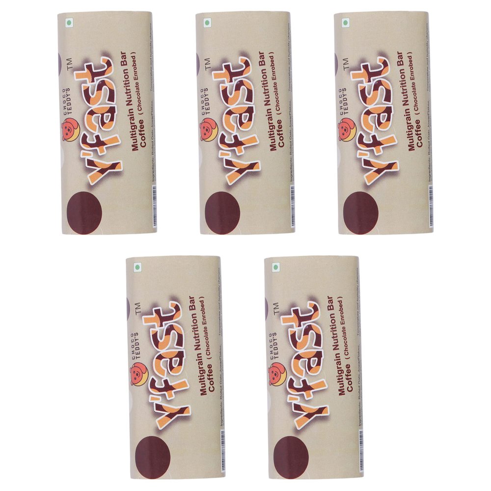 Choco Teddy's YFast Bars (5 Choco Bars) Multigrain Chocolate Bar Pack of 5-275 g (Coffee-Coffee-Coffee-Coffee-Coffee)