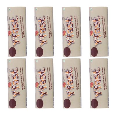 Choco Teddy's YFast Bars (8 Choco Bars) Multigrain Chocolate Bar Pack of 8-440 g (Coffee)