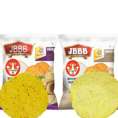 JBBB Moong Papad Medium Masala 400g + Moong Special Garlic Masala Papad 400g | Homemade Crispy Tasty for Daily Eating | Easy Digestive Combo (800 gm)