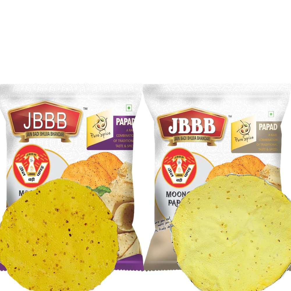 JBBB Moong Papad Medium Masala 400g + Moong Special Garlic Masala Papad 400g | Homemade Crispy Tasty for Daily Eating | Easy Digestive Combo (800 gm)