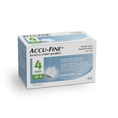 Accu Fine Insulin Pen Needles  Pack Of 100 (32G) * 4Mm