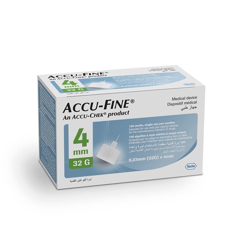 Accu Fine Insulin Pen Needles  Pack Of 100 (32G) * 4Mm