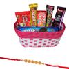 SFU E Com Chocolates and Cadbury Biscuit Gift Basket | Rakhi Chocolate for Brother | Sandalwood Design Rakhi with Chocolates | Roli, Chawal, Chandan, Misri | 79 view 1